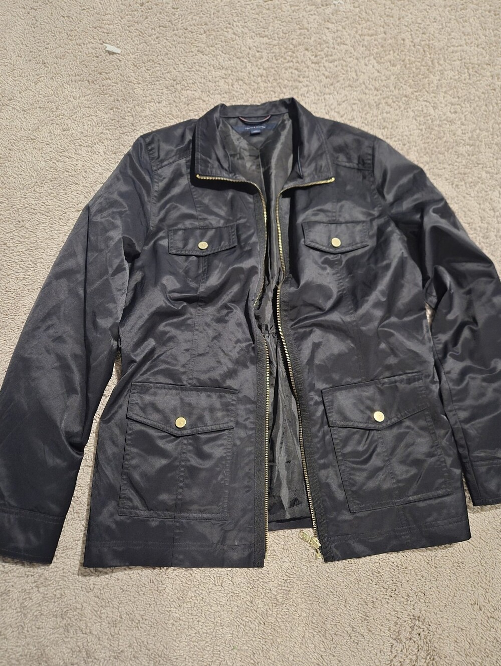 Tommy Hilfiger Black Utility Jacket with Gold Hardware